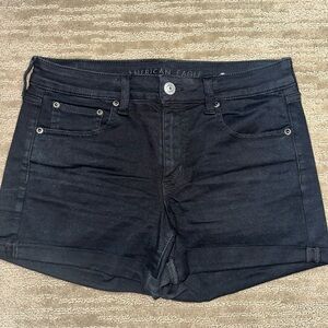 AE Black Denim Midi Shorts
